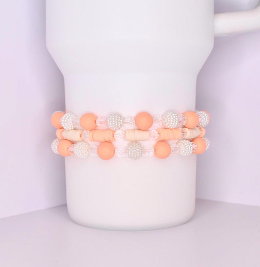 Peaches and Cream Bracelets: Orange & Ivory Accessory