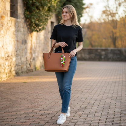Festive Christmas Bag Charm - Holiday Bag Keychain