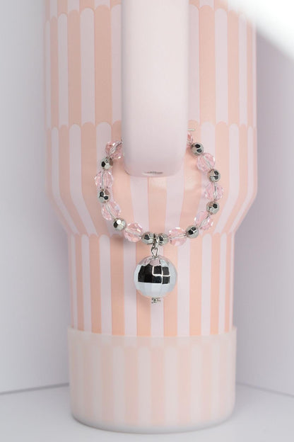 Pink & Silver Disco Ball Tumbler Handle Bracelet