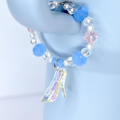 Cinderella Slipper Tumbler Handle Bracelet: Crystal & Iridescent Charm