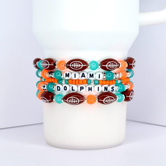 Miami Dolphins Bracelet Stack, Set of 5