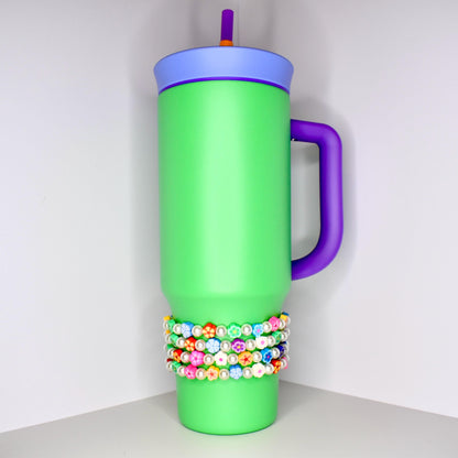 Rainbow Flower Handmade Beaded Stretch Bracelet