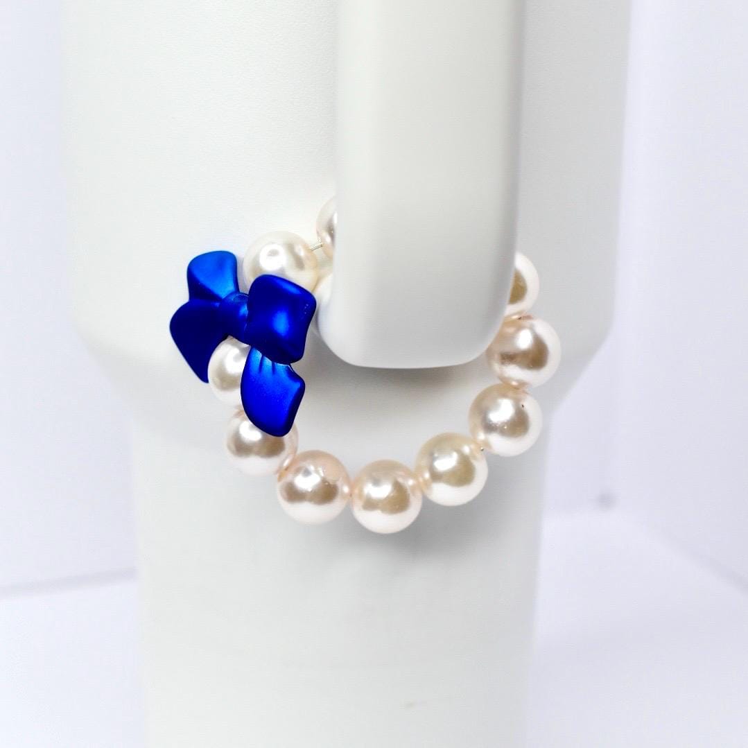 Blue Bow Pearl Tumbler Handle Bracelet