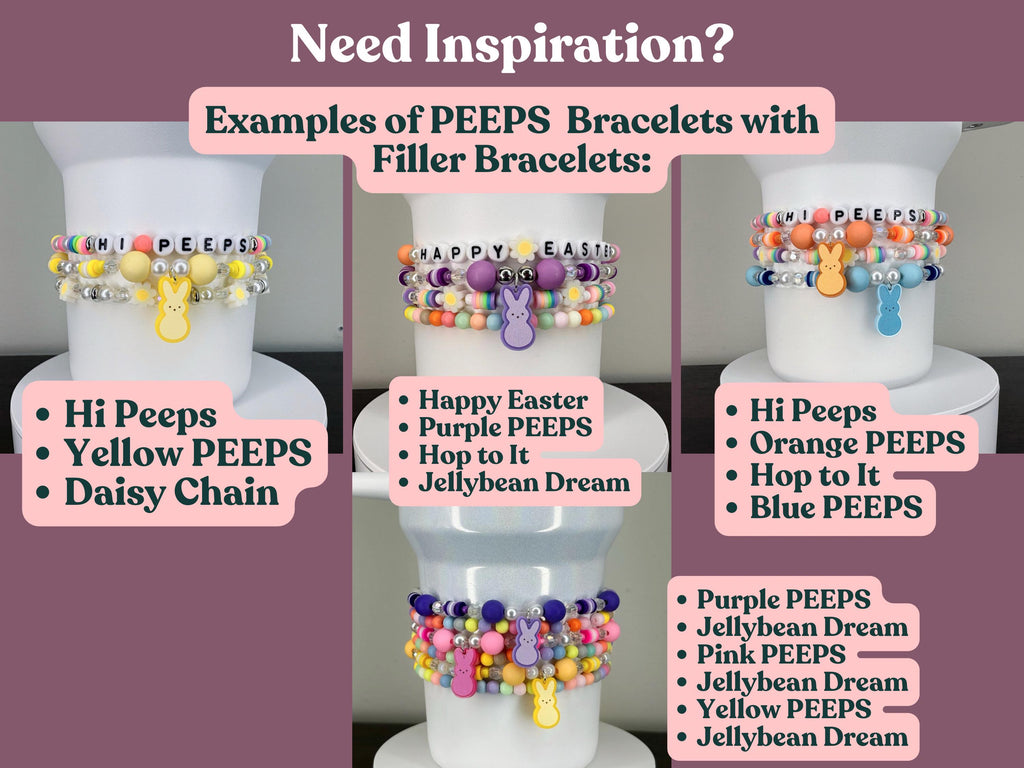 PEEPS Bunny Charm Bracelet – Pastel Easter Bead Bracelet