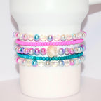 Pearl Seashell Bracelet Collection: Pink, Teal and Pearl Beaded Bracelets