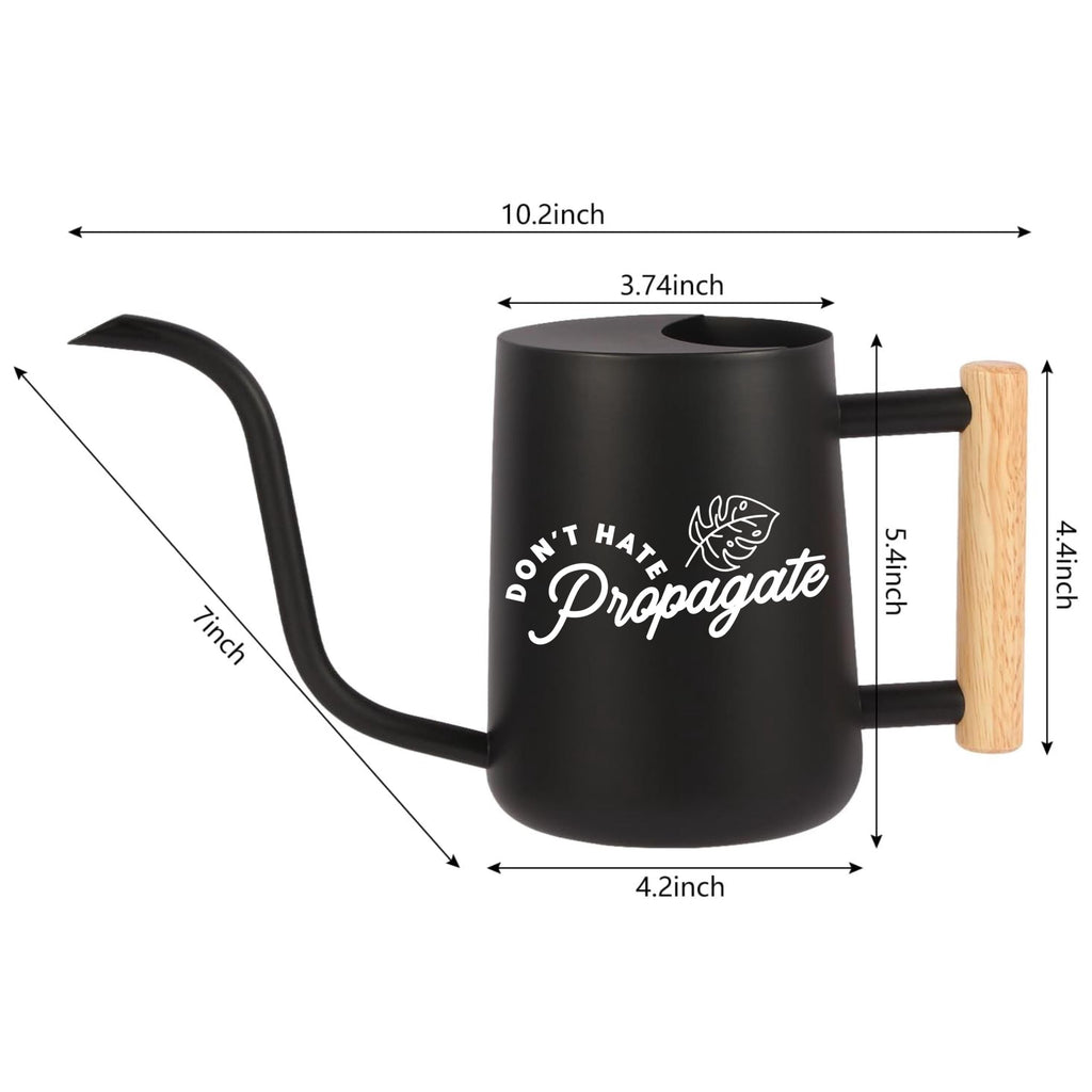 Metal Watering Can with Don't Hate Propagate and Monstera Leaf Design