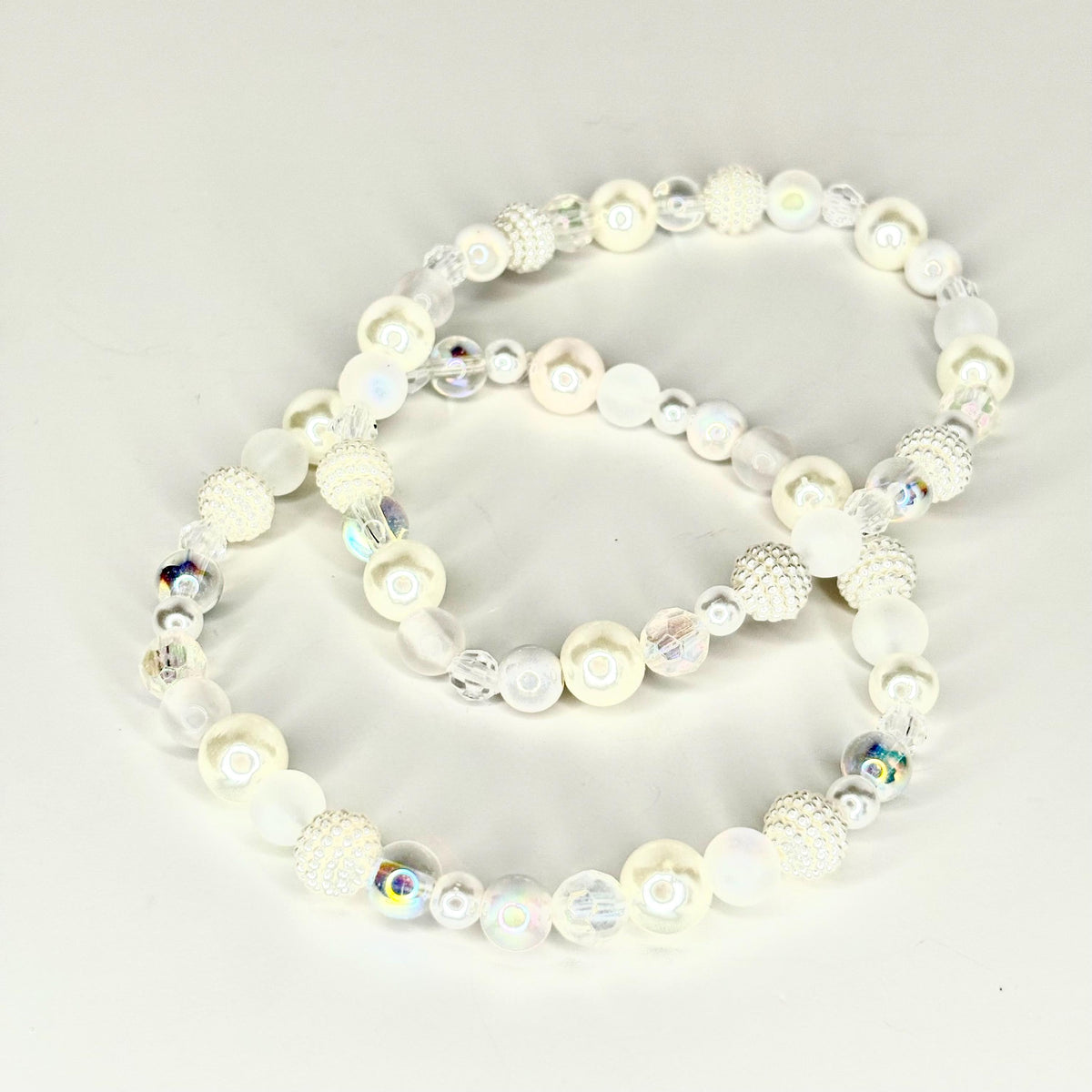 Sparkling White Beaded Bracelet