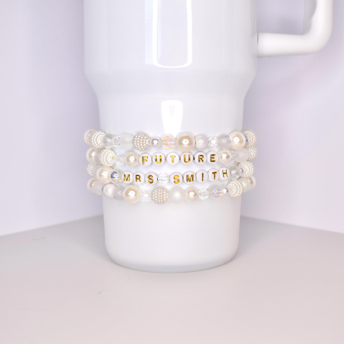Sparkling White Beaded Bracelet