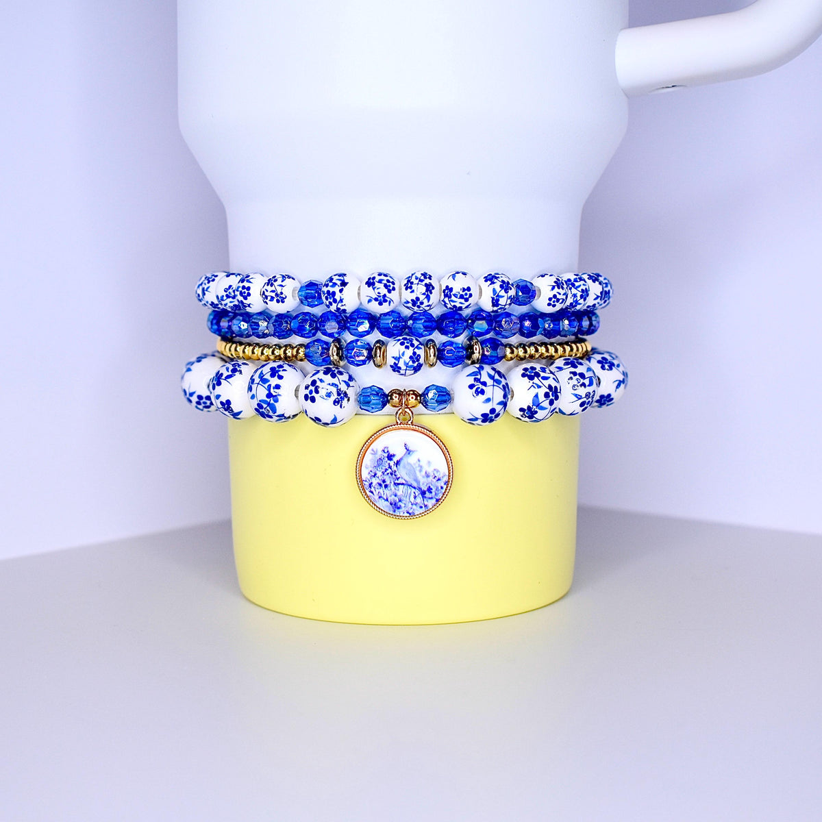 Fashion Forward Collection Tumbler Base Accessories Premium Stretchy Bracelet Set Beautiful Bead Pattern Custom Design Options Metal Charm Details Birthday Gift Idea Multiple Size Compatibility Trendy Drink Holder Personal Style Statement