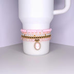 Birthday Present Finder Tumbler Base Decoration Set Premium Stretchy Bracelet Collection Custom Design Options Beautiful Bead Patterns Metal Charm Details Fashion Forward Style Multiple Size Compatibility Trendy Drink Holder Personalized