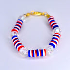 4th of July Independence Day Patriotic Design Beaded Bracelet Custom Water Bottle Band Summer Style Drink Holder Multiple Brand Compatible Beautiful Charm Selection Perfect Gift Idea Holiday Essential Cup Decoration