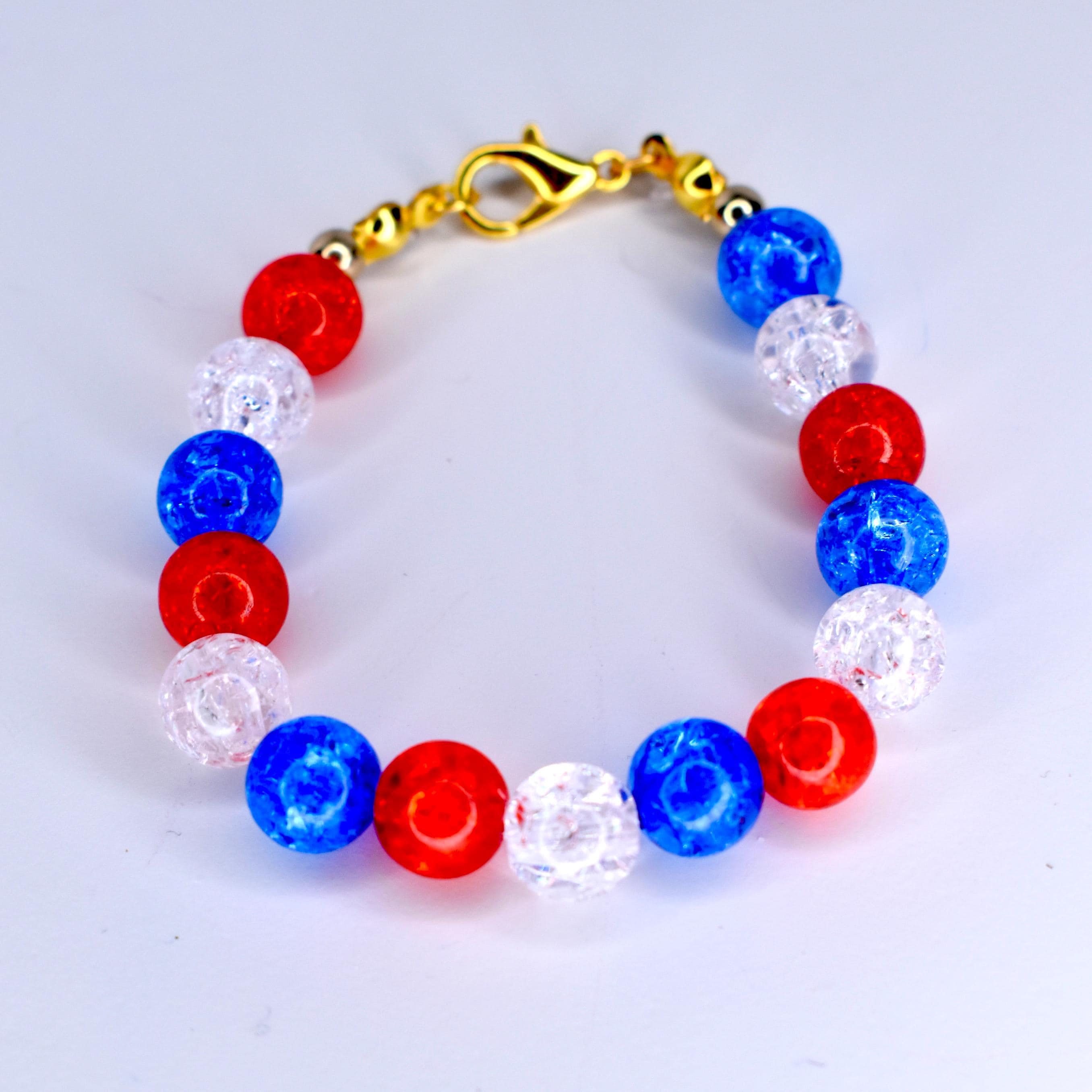 Patriotic 4th of July Independence Day Cup Band Tumbler Bracelet Custom Beaded Design Multiple Brand Compatible Summer Style Drink Holder Beautiful Charm Selection Perfect Gift Idea Holiday Essential Water Bottle Accessory