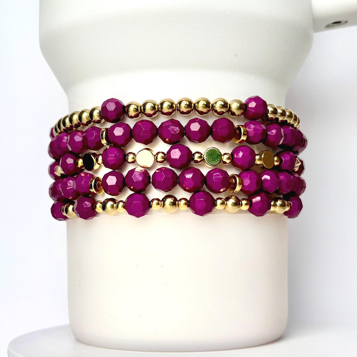 Magenta and Gold Bracelet Collection