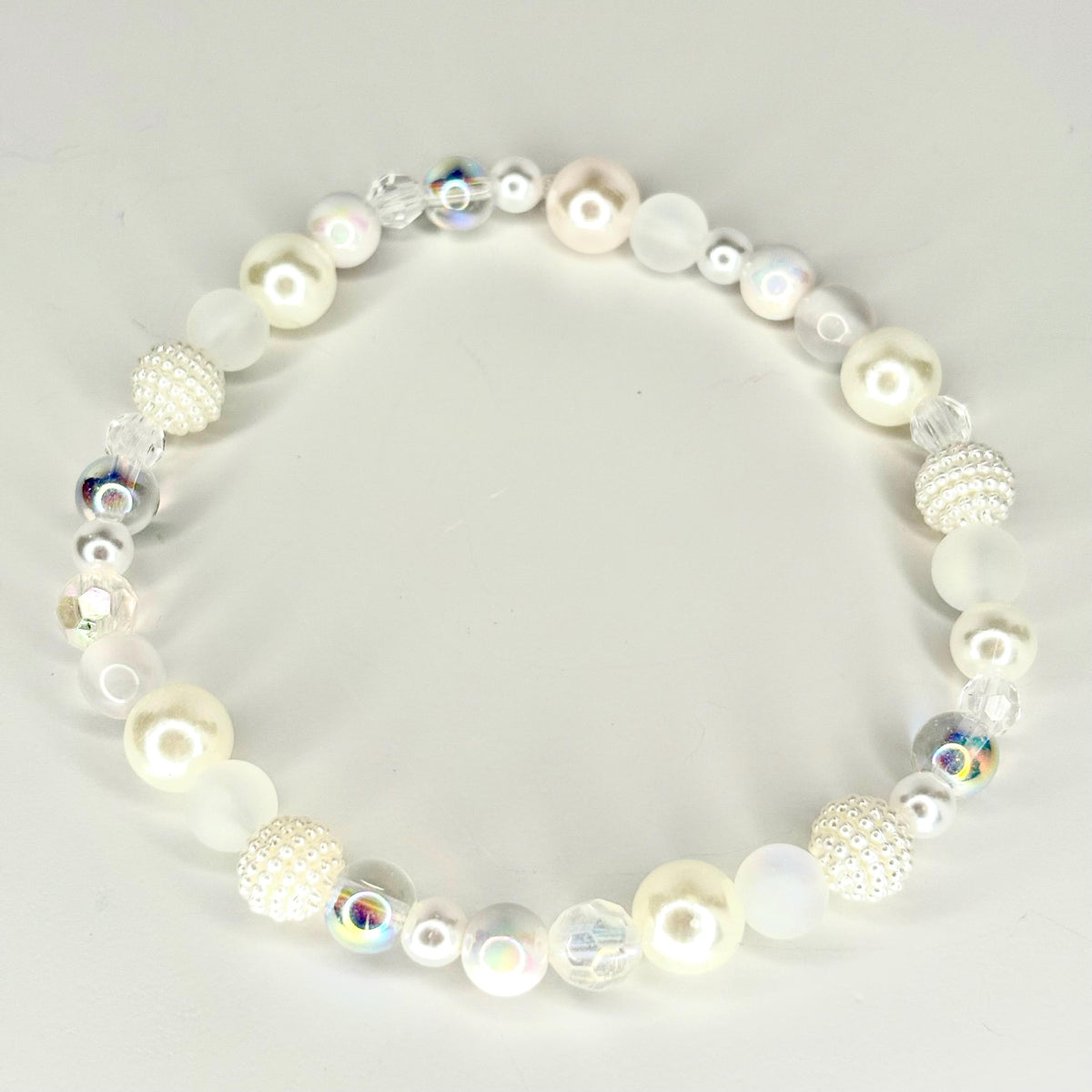Sparkling White Beaded Bracelet