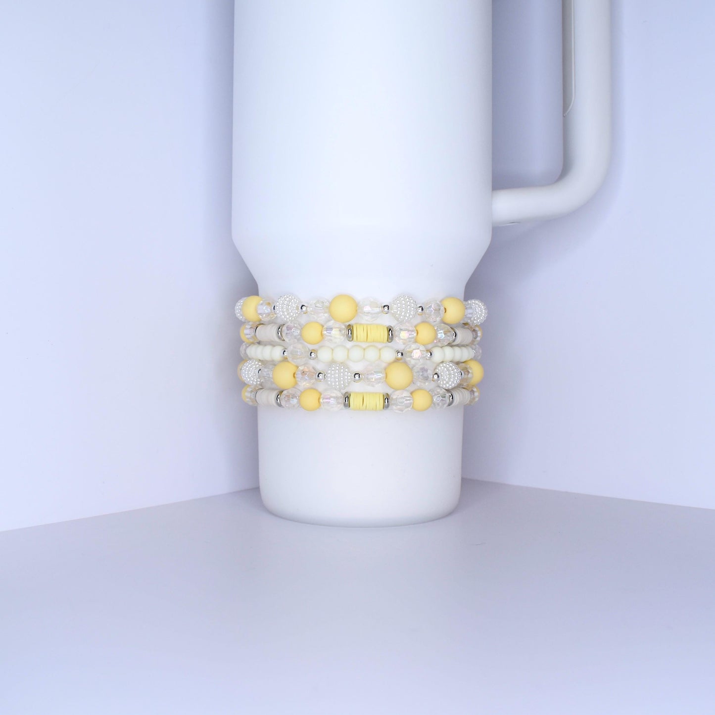 Sunshine Yellow and Pearl Bracelet Stack - 5 Piece Set
