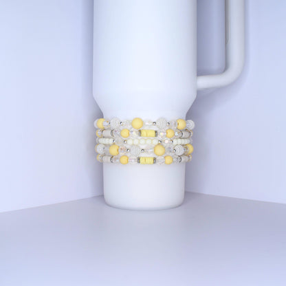 Sunshine Yellow and Pearl Bracelet Stack - 5 Piece Set