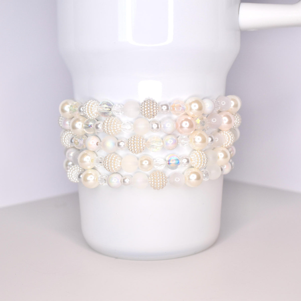 Sparkling White Beaded Bracelet