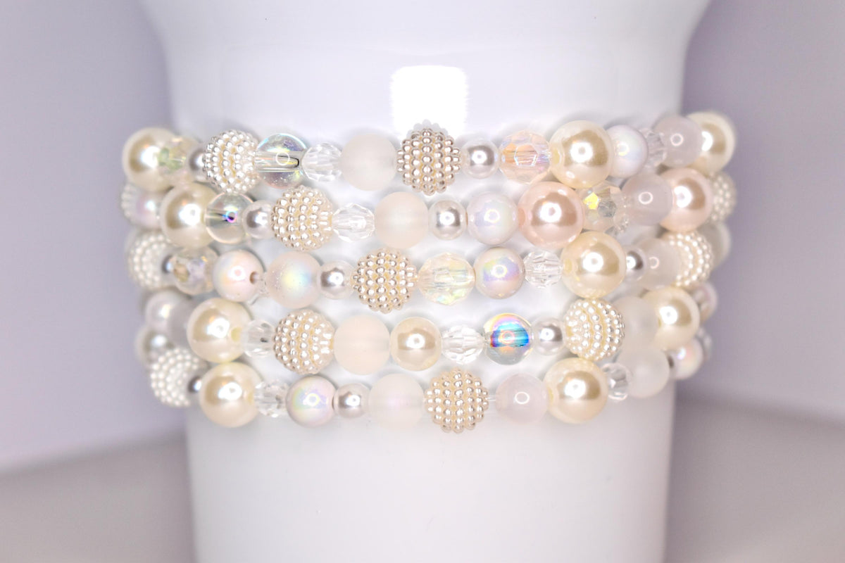 Sparkling White Beaded Bracelet