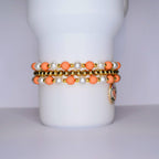 Orange and Gold Vintage Flower Charm Bracelet Set