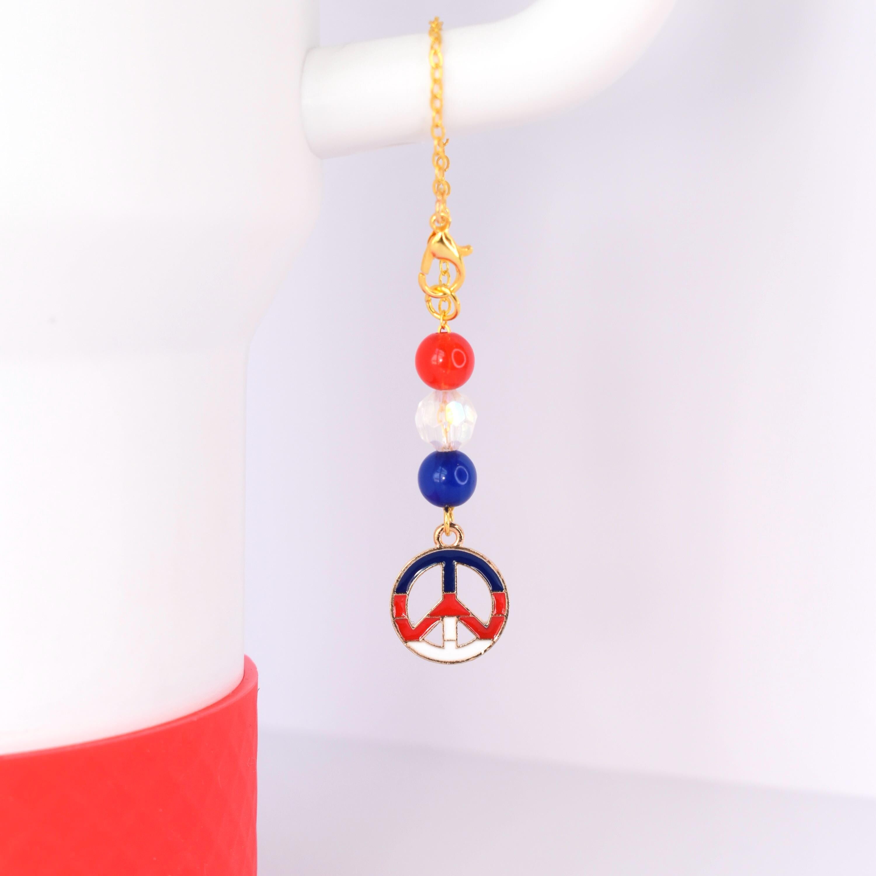Patriotic Tumbler Handle Charm Bracelet: Red White & Blue 4th of July