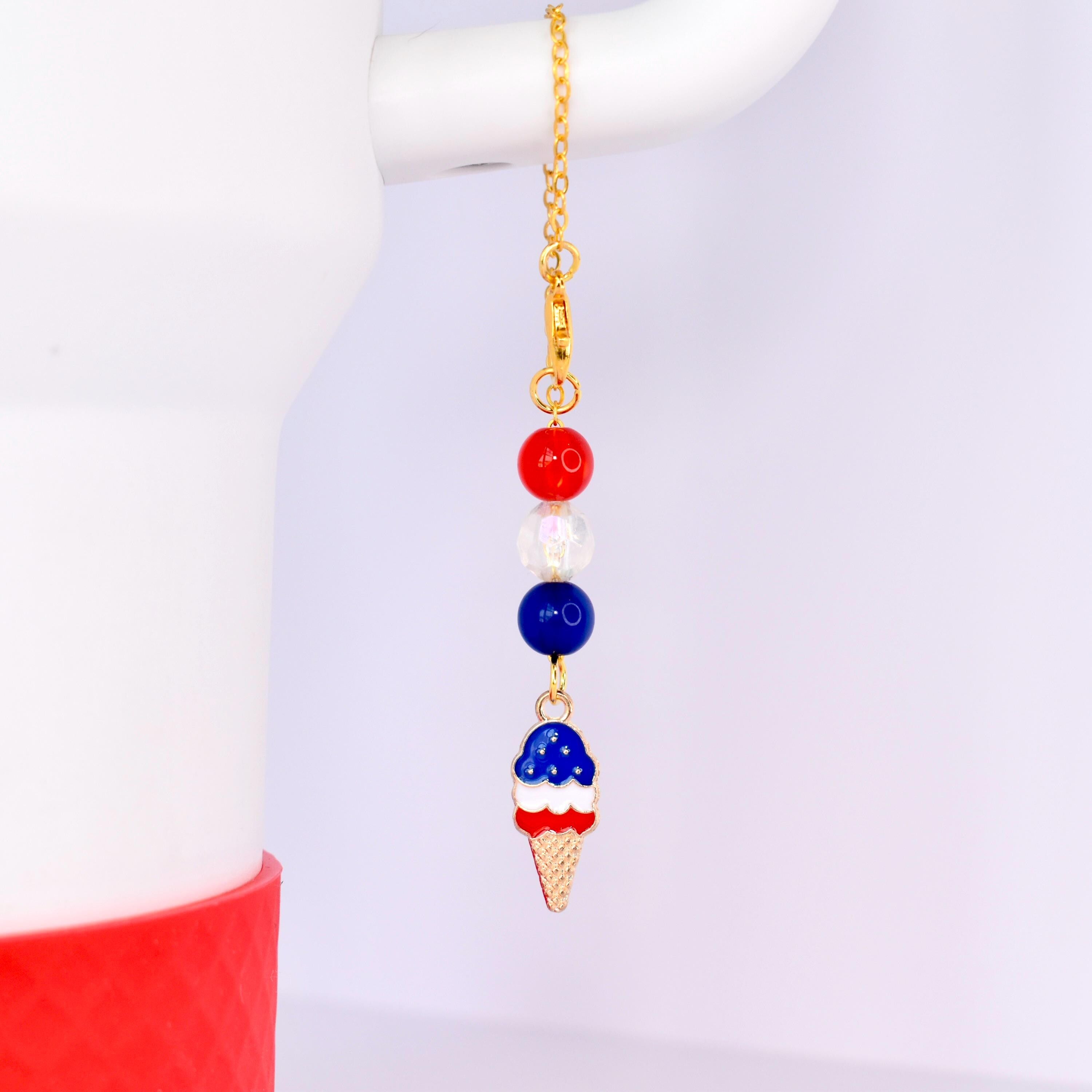 Patriotic Tumbler Handle Charm Bracelet: Red White & Blue 4th of July