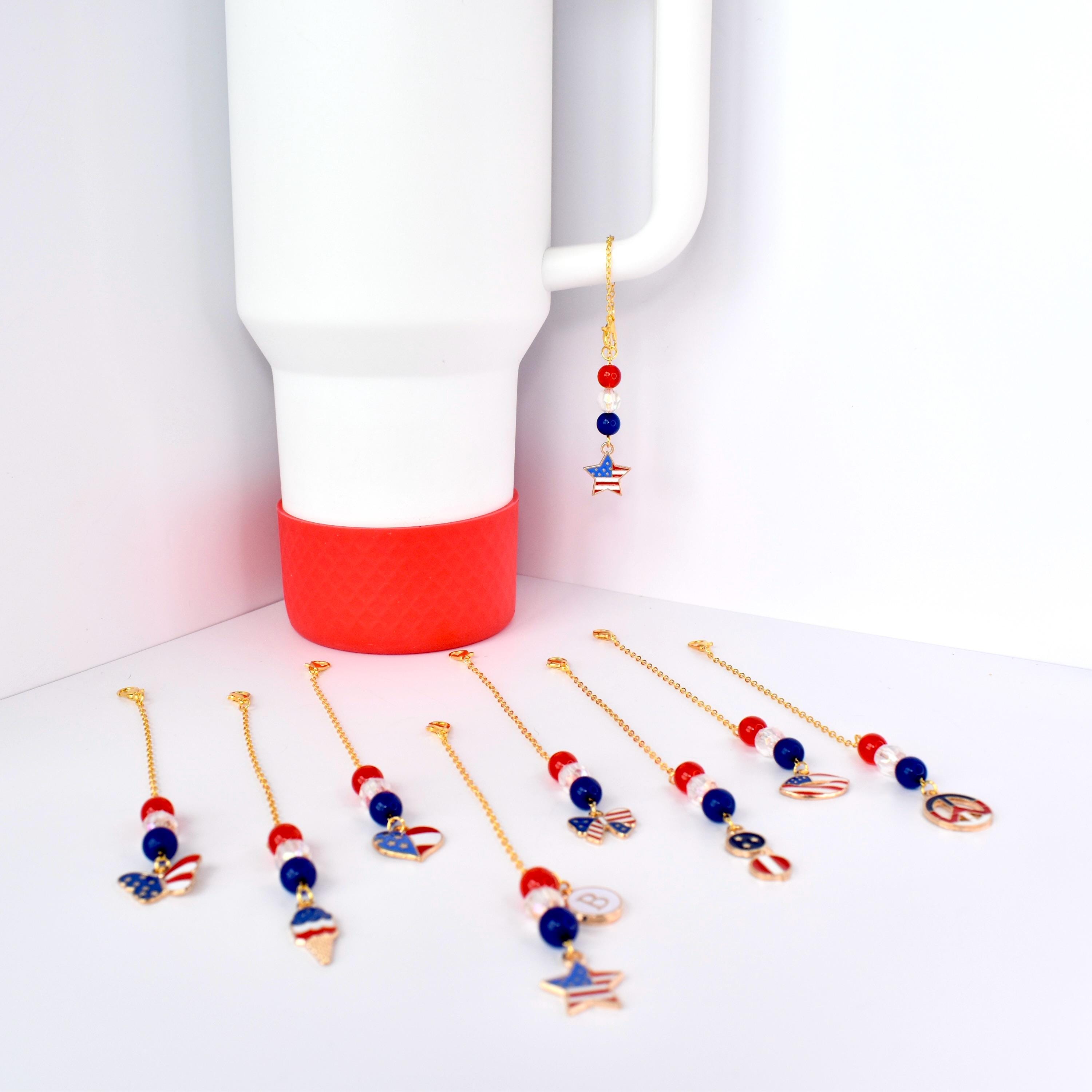 Patriotic Tumbler Charm Bracelet Red White Blue Charm Patriotic Bracelet Handle Charm Bracelet Stanley Bracelet Hydrojug Bracelet Handle Charm Bracelet Yeti Owala Charm Patriotic Jewelry Independence Day Bracelet Fourth of July Bracelet Tumbler Stanley Bracelet Handle