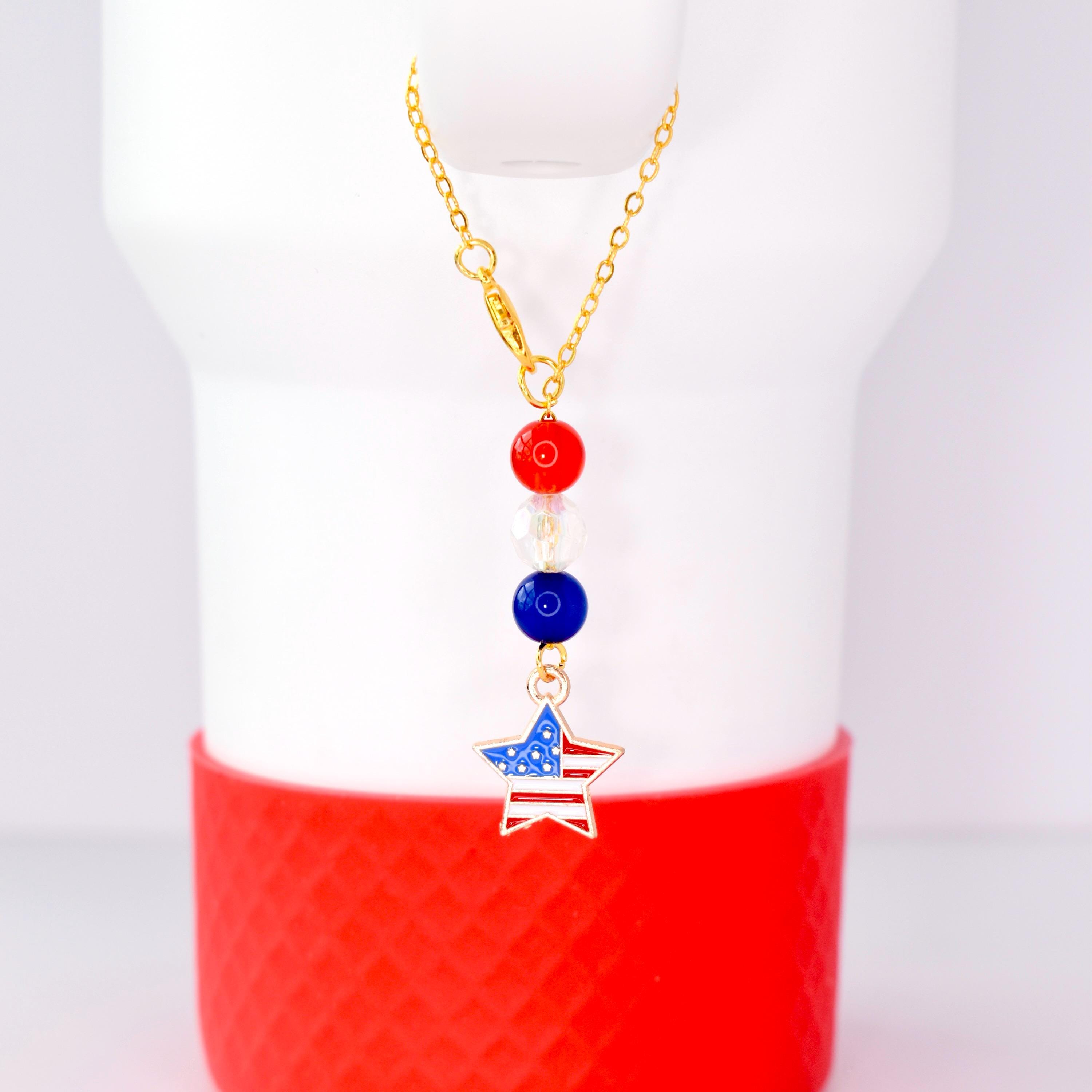 Patriotic Tumbler Handle Charm Bracelet: Red White & Blue 4th of July