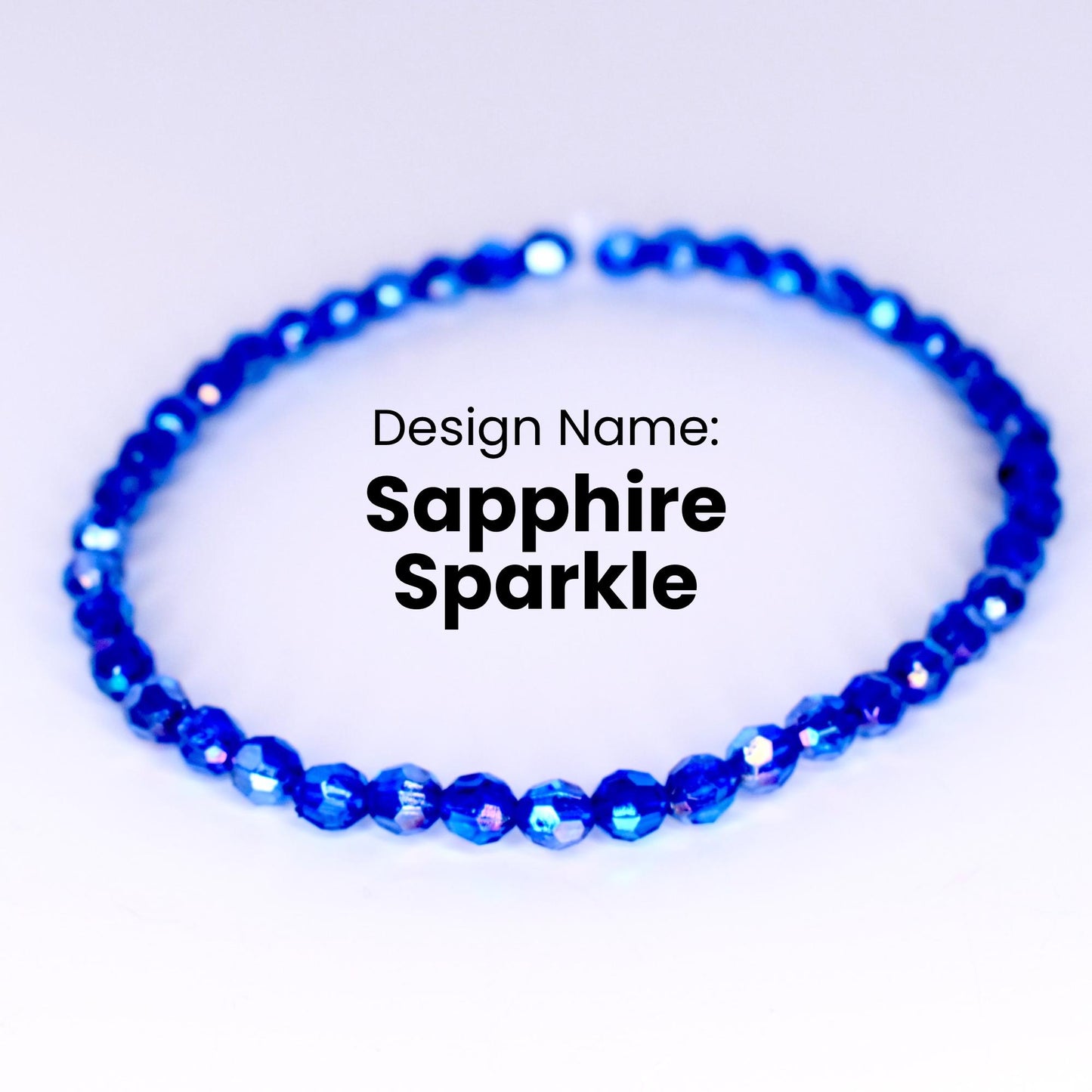 A blue crystal beaded bracelet with a sapphire sparkle design. Design Name: Sapphire Sparkle