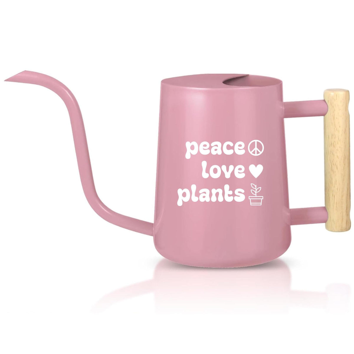 Personalized Watering Can with Wood Handle - Peace Love Plants
