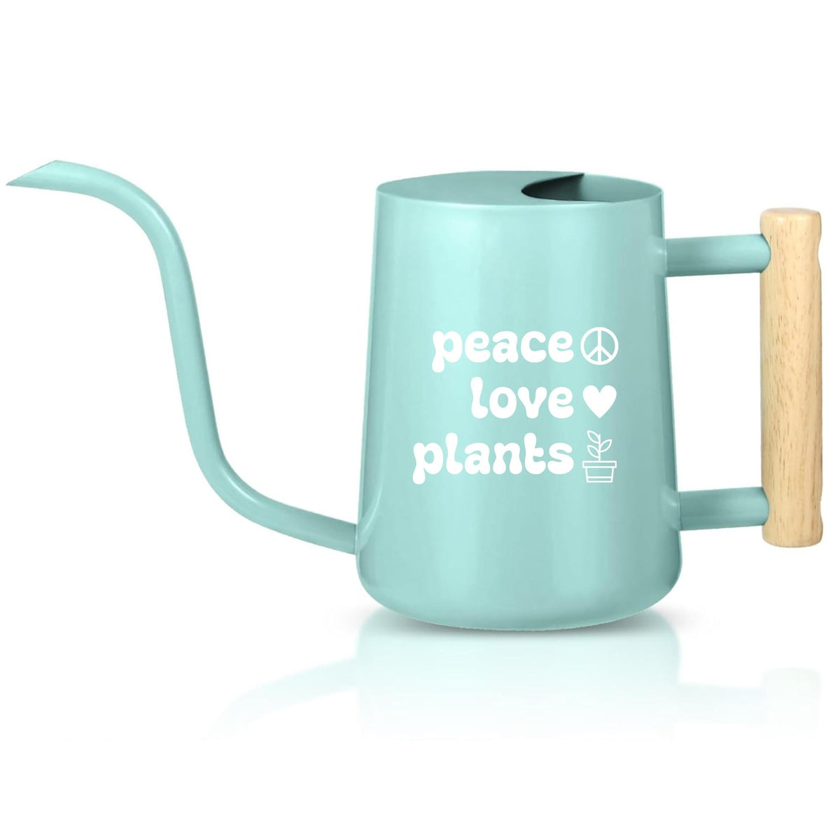 Personalized Watering Can with Wood Handle - Peace Love Plants
