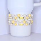Light Yellow Tumbler Bracelet Stack Cream Bracelets Handmade Stanley Yellow Bracelet Set of Butter Yellow Cream Beaded Bracelet Stack Owala Bracelets Yeti Tumbler Jewelry
