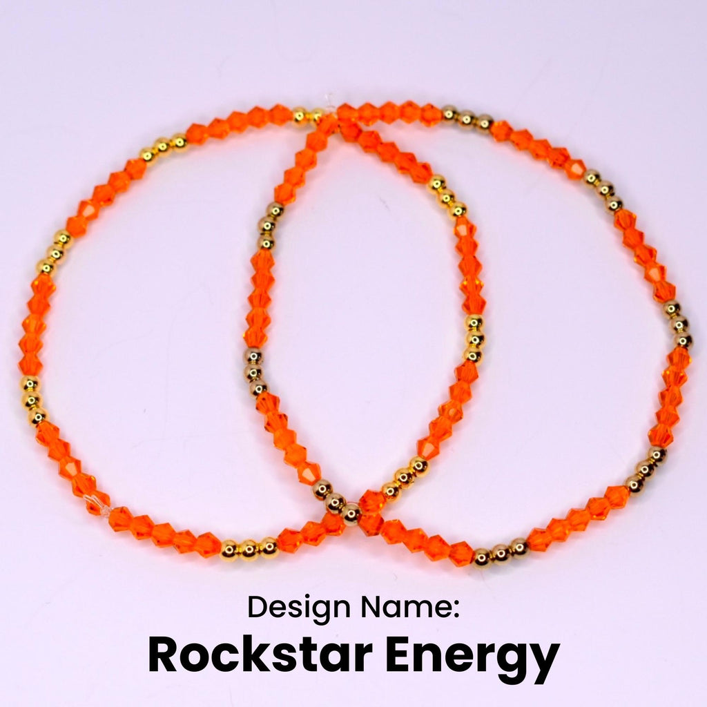 Camouflage Bracelet Stack with Music Charms: Gold, Brown, and Orange Charm Bracelets