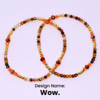 Camouflage Bracelet Stack with Music Charms: Gold, Brown, and Orange Charm Bracelets