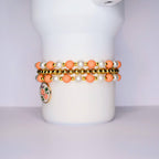 Orange and Gold Vintage Flower Charm Bracelet Set