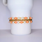 Orange and Gold Vintage Flower Charm Bracelet Set