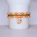 Orange and Gold Vintage Flower Charm Bracelet Set