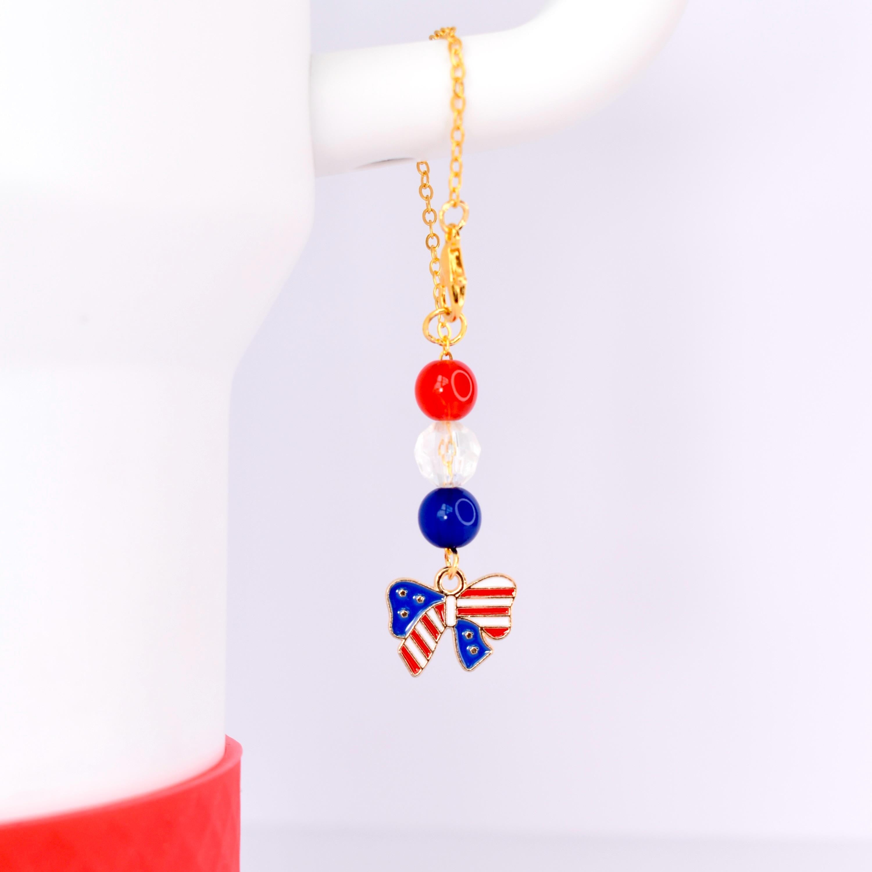 Patriotic Tumbler Handle Charm Bracelet: Red White & Blue 4th of July