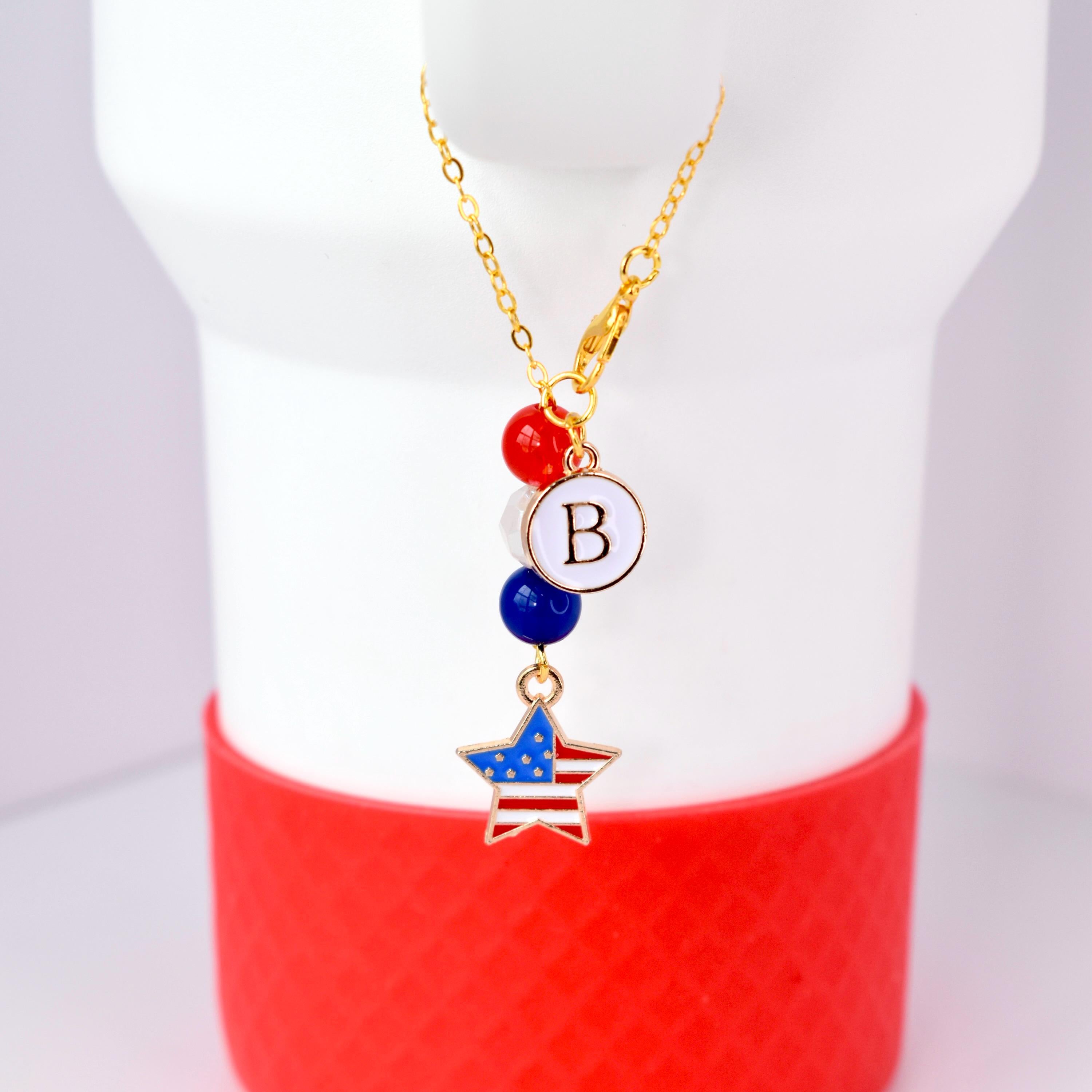 Patriotic Tumbler Handle Charm Bracelet: Red White & Blue 4th of July