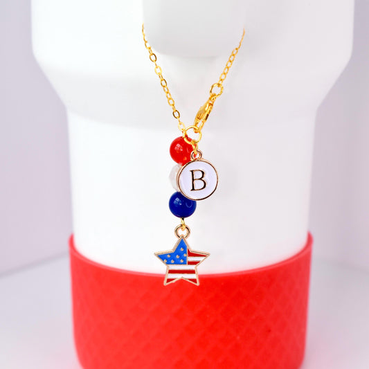 Patriotic Tumbler Handle Charm Bracelet: Red White & Blue 4th of July