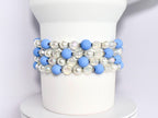 Baby Blue and Pearl Beaded Bracelet with Crystal and Silver Accents