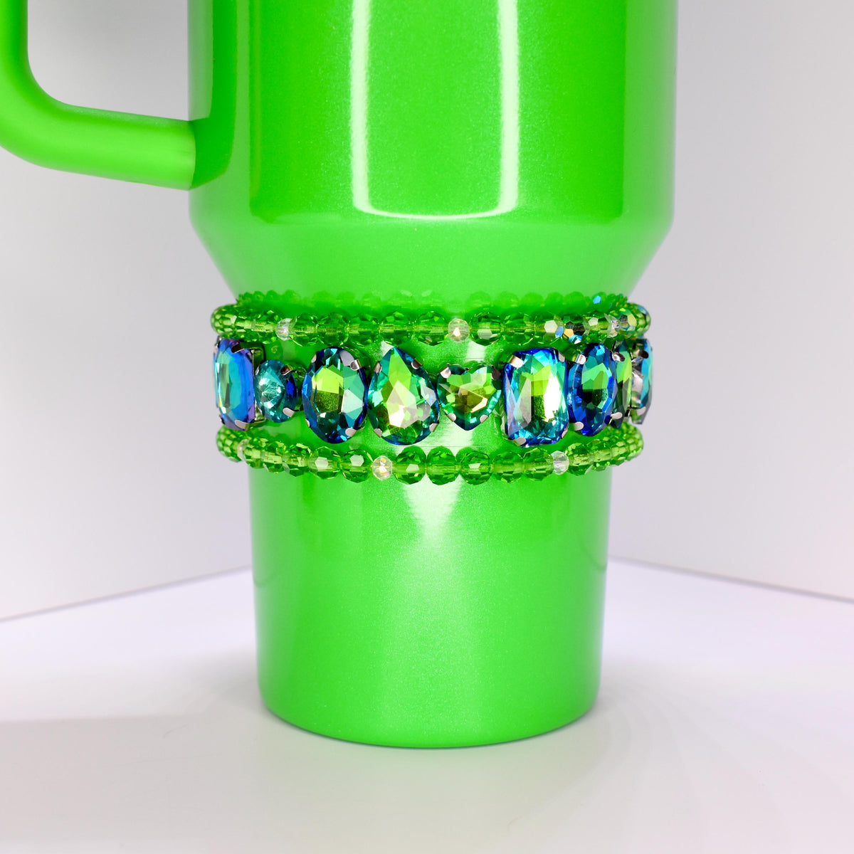 Green Rhinestone Bracelet Set: Emerald and Crystal Beaded Jewelry