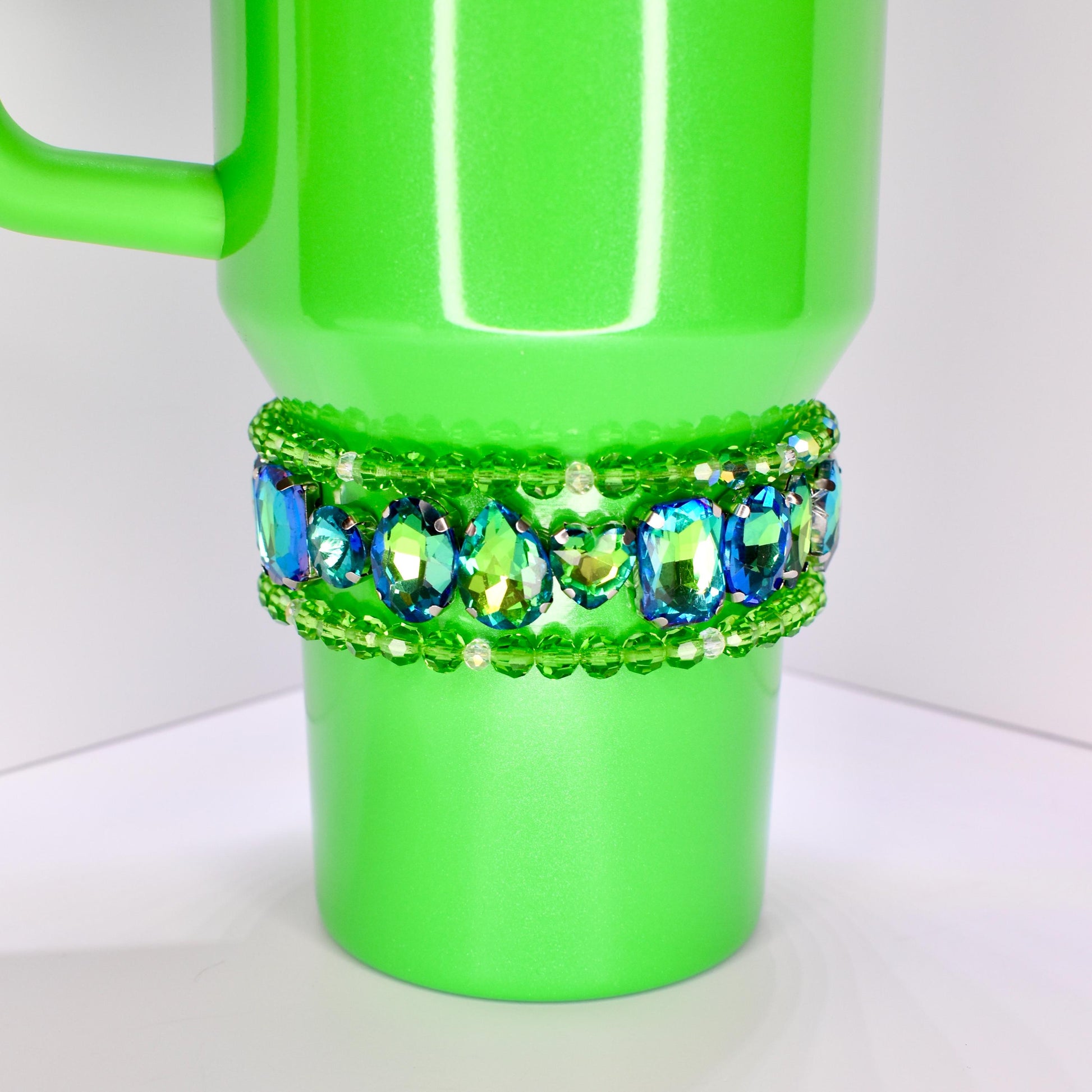 Green Rhinestone Bracelet Set: Emerald and Crystal Beaded Jewelry