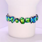 Green Rhinestone Bracelet Set: Emerald and Crystal Beaded Jewelry