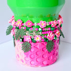 Handmade Pearl Green Tumbler Bracelets with bright florals and tropical leaves—ideal for adding island style to your travel tumbler on summer getaways.