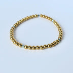 Elegant tumbler bracelet set of 3 with heart charm and soft neutral tones—handmade gift idea for women who love stylish, modern tumbler decor.