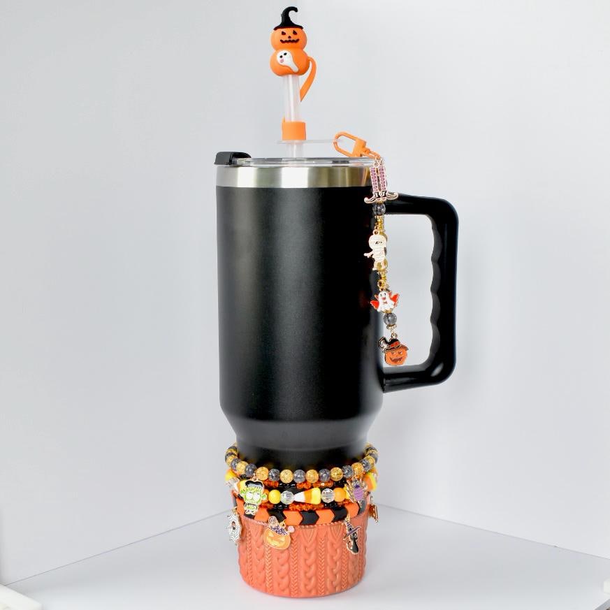 Orange and Black Halloween Straw Charm or Bag Charm