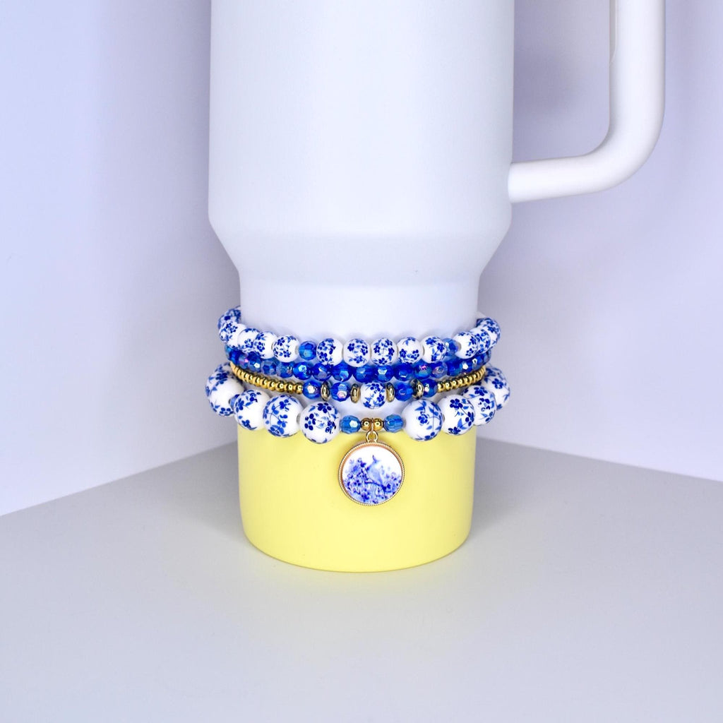 Custom Tumbler Accessories Fashion Forward Base Decoration Collection Premium Bead Design Birthday Gift Idea Stretchy Bracelet Set Multiple Size Options Beautiful Pattern Details Metal Charm Accents Personalized Cup Style Trendy Drink