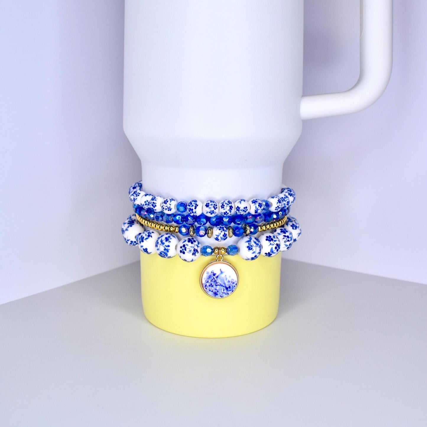 Custom Tumbler Accessories Fashion Forward Base Decoration Collection Premium Bead Design Birthday Gift Idea Stretchy Bracelet Set Multiple Size Options Beautiful Pattern Details Metal Charm Accents Personalized Cup Style Trendy Drink