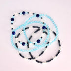 Blue and Silver Bracelet Collection: Set of 5 Handmade Blue Beaded Bracelets
