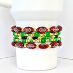 Philadelphia Eagles Football Bracelet Collection: Green Black and Gold Beaded Bracelets